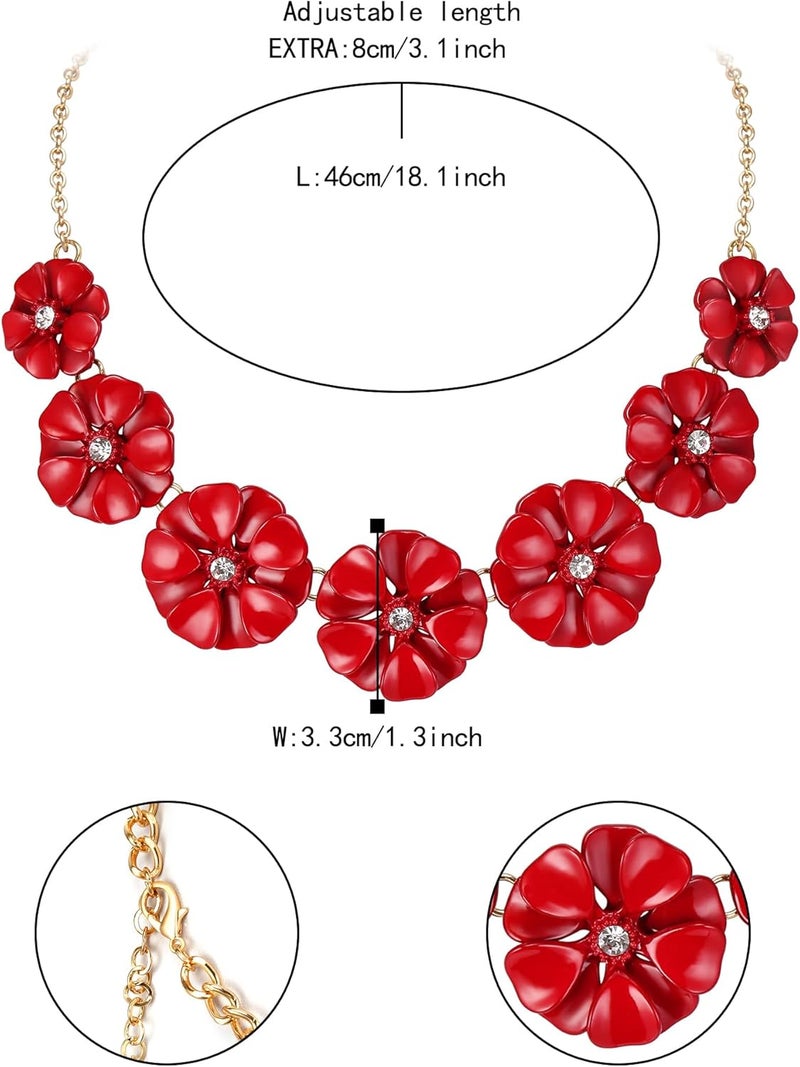 Flyonce Flower Collar Necklace, Floral Flowers Statement Summer Beach Chokers Necklaces for Women - Image 5